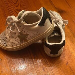 Vintage Havana White and Gold Star Kids Sneakers